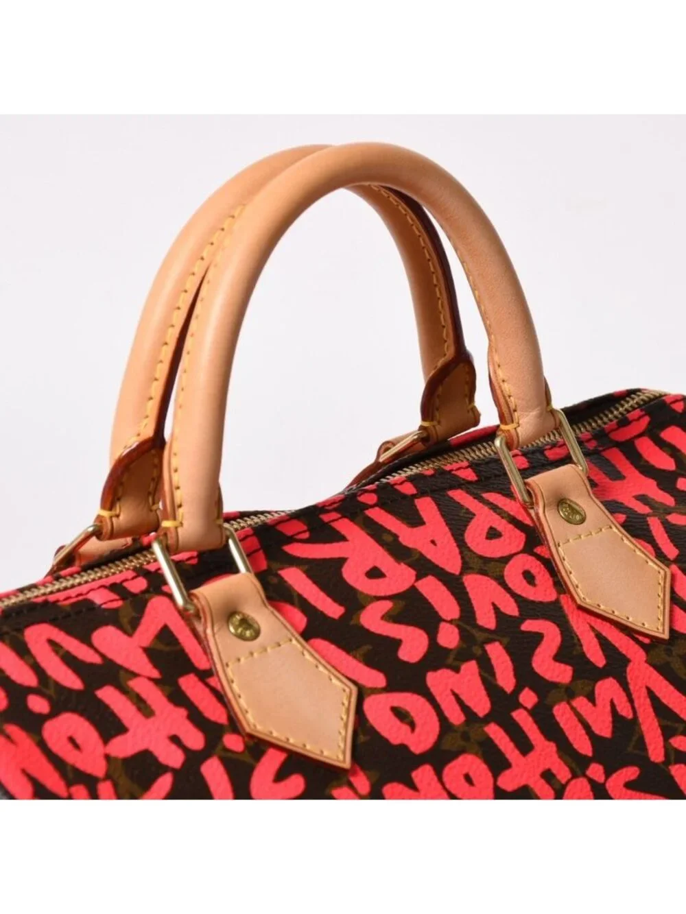 Louis Vuitton Monogram Graffiti Speedy 30 Handbag Pink Vachetta Leather